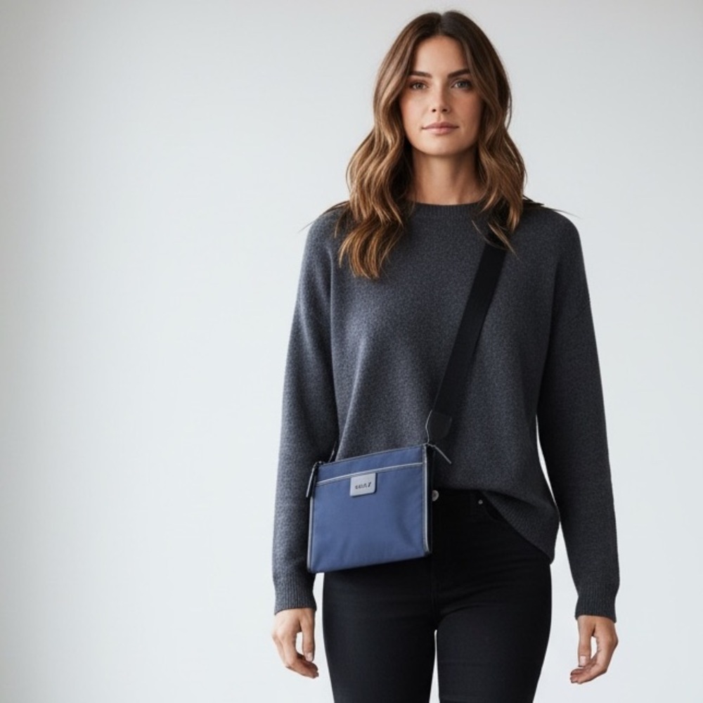 DKNY Blue Nylon Thin Mini Crossbody Bag - Picture 2 of 12